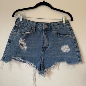 Forever 21 Distressed Denim Shorts - Blue